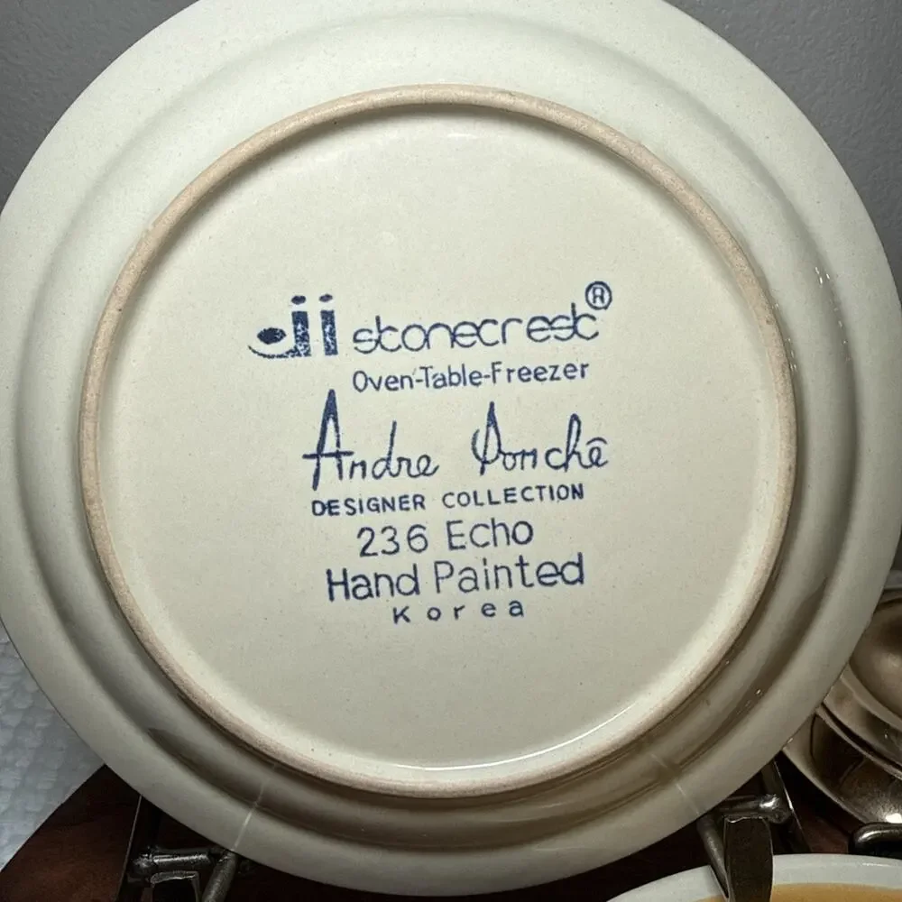 Vtg Stonecrest Andre Ponche Designer Korea 236 ECHO 7” Dessert / Salad Set Of 3 - Picture 2 of 7